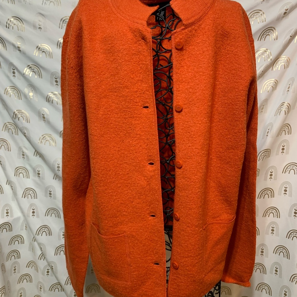 Women's Orange Cardigan Sweater